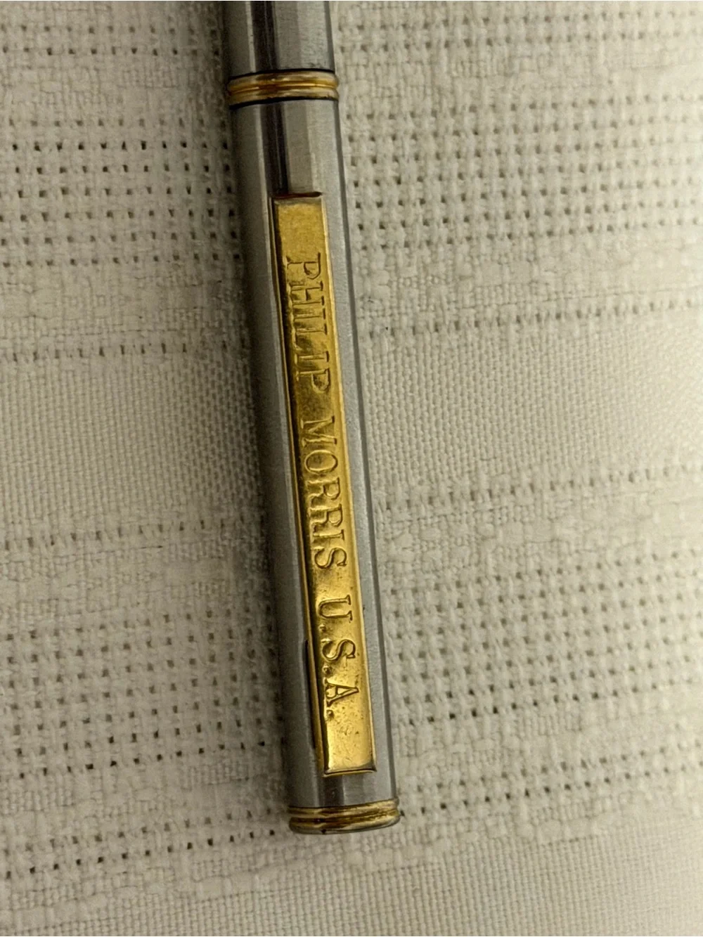 VTG Silver Tone Ballpoint Pen Phillip Morris USA Cigarettes Big Tobacco A149